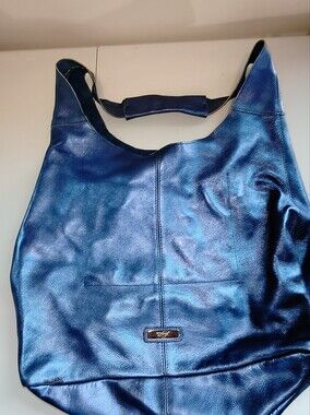 Sharif Deep Blue Leather Shoulder Bag